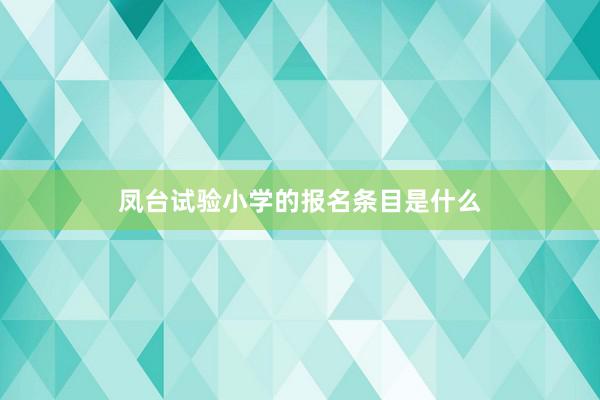 凤台试验小学的报名条目是什么